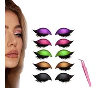 Lazy Eye Shadow Eyelash Patch, 5 Pairs Colorful Eyeshadow Eyelashes Makeup Stickers, 2025 New Eyeshadow Eyelash Stickers, Lazy Makeup Tool, Reusable (5Pcs-B)