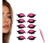 Lazy Eye Shadow Eyelash Patch, 5 Pairs Colorful Eyeshadow Eyelashes Makeup Stickers, 2025 New Eyeshadow Eyelash Stickers, Lazy Makeup Tool, Reusable (5Pcs Pink)