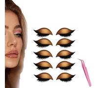 Lazy Eye Shadow Eyelash Patch, 5 Pairs Colorful Eyeshadow Eyelashes Makeup Stickers, 2025 New Eyeshadow Eyelash Stickers, Lazy Makeup Tool, Reusable (5Pcs Gold)