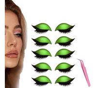 Lazy Eye Shadow Eyelash Patch, 5 Pairs Colorful Eyeshadow Eyelashes Makeup Stickers, 2025 New Eyeshadow Eyelash Stickers, Lazy Makeup Tool, Reusable (5Pcs Green)