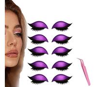 Lazy Eye Shadow Eyelash Patch, 5 Pairs Colorful Eyeshadow Eyelashes Makeup Stickers, 2025 New Eyeshadow Eyelash Stickers, Lazy Makeup Tool, Reusable (5Pcs Purple)