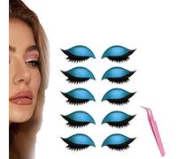 Lazy Eye Shadow Eyelash Patch, 5 Pairs Colorful Eyeshadow Eyelashes Makeup Stickers, 2025 New Eyeshadow Eyelash Stickers, Lazy Makeup Tool, Reusable (5Pcs Blue)