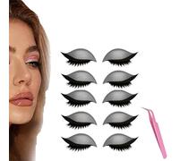 Lazy Eye Shadow Eyelash Patch, 5 Pairs Colorful Eyeshadow Eyelashes Makeup Stickers, 2025 New Eyeshadow Eyelash Stickers, Lazy Makeup Tool, Reusable (5Pcs Silver)