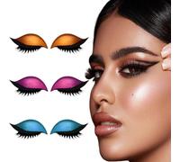 Lazy Eye Shadow Eyelash Patch, Eyeshadow and Lash Sticker, Self-Adhesive Fast Eye Makeup Stickers with Eyelash, Shadow, Eyeliner for Party, Prom- (3 pairs)