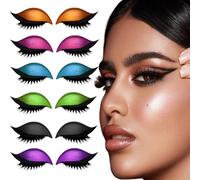 Lazy Eye Shadow Eyelash Patch, Eyeshadow and Lash Sticker, Self-Adhesive Fast Eye Makeup Stickers with Eyelash, Shadow, Eyeliner for Party, Prom- (6 pairs)
