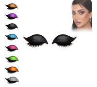 Lazy Eye Shadow Eyelash Patch, Eyeshadow Eyelash Stickers, 3-in-1 Self-Adhesive Reusable Fast Eye Makeup Stickers with False Lashes, Shadow, Eyeliner, for Party, Prom (Black)