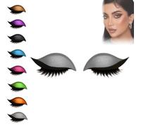 Lazy Eye Shadow Eyelash Patch, Eyeshadow Eyelash Stickers, 3-in-1 Self-Adhesive Reusable Fast Eye Makeup Stickers with False Lashes, Shadow, Eyeliner, for Party, Prom (Silver)