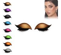 Lazy Eye Shadow Eyelash Patch, Eyeshadow Eyelash Stickers, 3-in-1 Self-Adhesive Reusable Fast Eye Makeup Stickers with False Lashes, Shadow, Eyeliner, for Party, Prom (Gold)