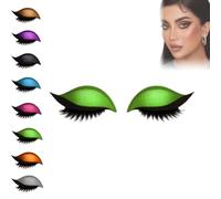 Lazy Eye Shadow Eyelash Patch, Eyeshadow Eyelash Stickers, 3-in-1 Self-Adhesive Reusable Fast Eye Makeup Stickers with False Lashes, Shadow, Eyeliner, for Party, Prom (Green)