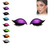 Lazy Eye Shadow Eyelash Patch, Eyeshadow Eyelash Stickers, 3-in-1 Self-Adhesive Reusable Fast Eye Makeup Stickers with False Lashes, Shadow, Eyeliner, for Party, Prom (Purple)