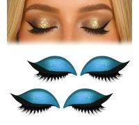 Lazy Eye Shadow Eyelash Patch, Eyeshadow Eyelashes Makeup Stickers, 2-in-1 Reusable Eye Lash Makeup Stickers with False Lashes & Shadow (2 pairs Blue)