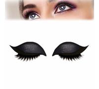 Lazy Eye Shadow Eyelash Patch,Eyeshadow Eyelashes Makeup Stickers,2 in 1 Reusable Eye Makeup Adhesive Eyelashes,3D Natural Lazy Eyelash Stickers,Waterproof and Sweat-Proof,Free Cutting (Black)