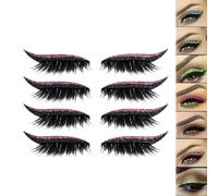 Lazy Eye Shadow Eyelash Patch, Eyeshadow Eyelashes Makeup Stickers, 2-in-1 Reusable Eye Makeup Stickers with False Lashes & Shadow, Natural Curl, Waterproof for All Eye Shapes (Pink)