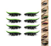 Lazy Eye Shadow Eyelash Patch, Eyeshadow Eyelashes Makeup Stickers, 2-in-1 Reusable Eye Makeup Stickers with False Lashes & Shadow, Natural Curl, Waterproof for All Eye Shapes (Fluorescent)