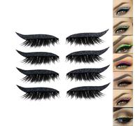 Lazy Eye Shadow Eyelash Patch, Eyeshadow Eyelashes Makeup Stickers, 2-in-1 Reusable Eye Makeup Stickers with False Lashes & Shadow, Natural Curl, Waterproof for All Eye Shapes (Black)