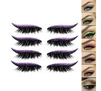 Lazy Eye Shadow Eyelash Patch, Eyeshadow Eyelashes Makeup Stickers, 2-in-1 Reusable Eye Makeup Stickers with False Lashes & Shadow, Natural Curl, Waterproof for All Eye Shapes (Purple)