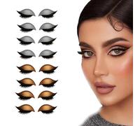 Lazy Eye Shadow Eyelash Patch, Eyeshadow Eyelashes Makeup Stickers, 3-in-1 Self-Adhesive Reusable Fast Eye Makeup Stickers with False Lashes, Shadow, Eyeliner, for Party, Prom (Silvery+Gold)