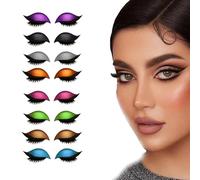 Lazy Eye Shadow Eyelash Patch, Eyeshadow Eyelashes Makeup Stickers, 3-in-1 Self-Adhesive Reusable Fast Eye Makeup Stickers with False Lashes, Shadow, Eyeliner, for Party, Prom (Mix)