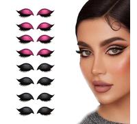 Lazy Eye Shadow Eyelash Patch, Eyeshadow Eyelashes Makeup Stickers, 3-in-1 Self-Adhesive Reusable Fast Eye Makeup Stickers with False Lashes, Shadow, Eyeliner, for Party, Prom (Pink+Black)