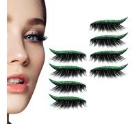 Lazy Eye Shadow Eyelash Patch, Eyeshadow Eyelashes Makeup Stickers, 4 Pairs Reusable Waterproof Adhesive False Eyelashes Makeup Tool (4 Pairs Green)