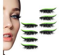 Lazy Eye Shadow Eyelash Patch, Eyeshadow Eyelashes Makeup Stickers, 4 Pairs Reusable Waterproof Adhesive False Eyelashes Makeup Tool (4 Pairs Fluorescent)