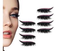 Lazy Eye Shadow Eyelash Patch, Eyeshadow Eyelashes Makeup Stickers, 4 Pairs Reusable Waterproof Adhesive False Eyelashes Makeup Tool (4 Pairs Pink)