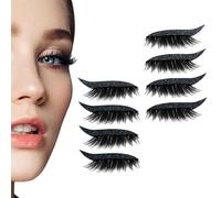 Lazy Eye Shadow Eyelash Patch, Eyeshadow Eyelashes Makeup Stickers, 4 Pairs Reusable Waterproof Adhesive False Eyelashes Makeup Tool (4 Pairs Black)