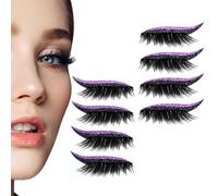 Lazy Eye Shadow Eyelash Patch, Eyeshadow Eyelashes Makeup Stickers, 4 Pairs Reusable Waterproof Adhesive False Eyelashes Makeup Tool (4 Pairs Purple)