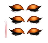 Lazy Eye Shadow Eyelash Patch - Natural Eyeshadow Eyelashes Makeup Stickers, Reusable Eyeshadow and Lash Sticker for All Eyeshapes (Orange)