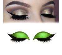 Lazy Eye Shadow Eyelash Patch, Repairig Eyeshadow Eyelashes Makeup Stickers, Self-Adhesive Reusable Eyelashes & Eyeliner Stickers, Waterproof And Sweat-Proof, Free Cutting, 1-Second Makeup (Green)
