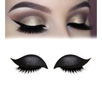 Lazy Eye Shadow Eyelash Patch, Repairig Eyeshadow Eyelashes Makeup Stickers, Self-Adhesive Reusable Eyelashes & Eyeliner Stickers, Waterproof And Sweat-Proof, Free Cutting, 1-Second Makeup (Black)