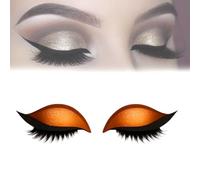 Lazy Eye Shadow Eyelash Patch, Repairig Eyeshadow Eyelashes Makeup Stickers, Self-Adhesive Reusable Eyelashes & Eyeliner Stickers, Waterproof And Sweat-Proof, Free Cutting, 1-Second Makeup (Orange)