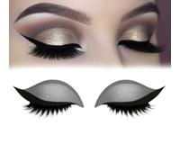 Lazy Eye Shadow Eyelash Patch, Repairig Eyeshadow Eyelashes Makeup Stickers, Self-Adhesive Reusable Eyelashes & Eyeliner Stickers, Waterproof And Sweat-Proof, Free Cutting, 1-Second Makeup (Silver)