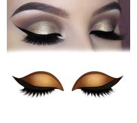Lazy Eye Shadow Eyelash Patch, Repairig Eyeshadow Eyelashes Makeup Stickers, Self-Adhesive Reusable Eyelashes & Eyeliner Stickers, Waterproof And Sweat-Proof, Free Cutting, 1-Second Makeup (Gold)