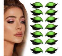 Lazy Eye Shadow Eyelash Patch, with False Lashes, Shadow, Eyeliner, for Quick Makeup, Party, and Daily Use (Green)