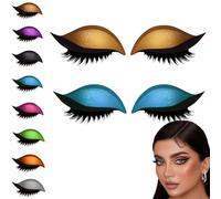 Lazy Eyeshadow Eyelash Patch, 2-In-1 Reusable Eyeshadow & Eyelash Makeup Stickers, Natural Curl, Waterproof, Long-Lasting, for All Eyeshapes (Yellow+Blue)