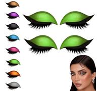 Lazy Eyeshadow Eyelash Patch, 2-In-1 Reusable Eyeshadow & Eyelash Makeup Stickers, Natural Curl, Waterproof, Long-Lasting, for All Eyeshapes (Green)
