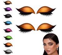 Lazy Eyeshadow Eyelash Patch, 2-In-1 Reusable Eyeshadow & Eyelash Makeup Stickers, Natural Curl, Waterproof, Long-Lasting, for All Eyeshapes (Orange)