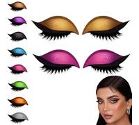 Lazy Eyeshadow Eyelash Patch, 2-In-1 Reusable Eyeshadow & Eyelash Makeup Stickers, Natural Curl, Waterproof, Long-Lasting, for All Eyeshapes (Yellow+Pink)
