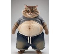 Lazy Fat Cat Notebook: Funny Chubby Cat with Beer Belly | 6x9 Lined Journal, 240 Pages, Cute & Humorous Gift for Cat Lovers