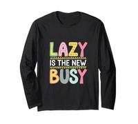 Lazy Is The New Busy Puns de productividad relajada ------ Manga Larga