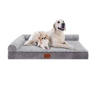 Lazy Lush Cama para perros extragrandes, cama ortopédica de espuma viscoelástica en forma de L con funda extraíble lavable, acogedor sofá de felpa para perros, cama para mascotas con forro impermeable