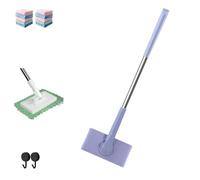 Lazy Mop Clip On,Disposable Dust Portable Mops,Snap Grip Mini Mop,Hands-Free with Automatic Cloth Changing & 360°,Compatible with Reusable Towels,Cleaning Tools For Floor Bathroom Kitchen (Purple)