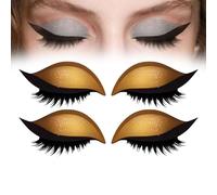Lazy - Parche de sombra de ojos, sombra de ojos y adhesivo de pestañas para todas las formas de ojos, calcomanía de pestañas de sombra de ojos 2 en 1, maquillaje de ojos reutilizable (dorado)
