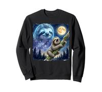 Lazy Sloth Climbing Tree Branch Moon Night Sky Animal Art Sudadera