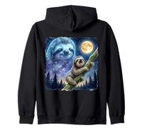 Lazy Sloth Climbing Tree Branch Moon Night Sky Animal Art Sudadera con Capucha