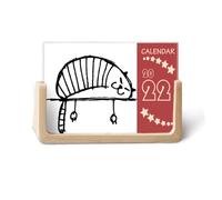 Lazy Stripe Cat Lying Line 2022 Calendario de escritorio planificador de 12 meses