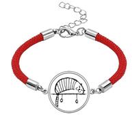 Lazy Stripe Cat Lying Line Lucky Red String Pulsera de cuerda hecha a mano