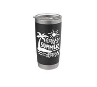 Lazy Summer Days Playa Palmera Tropical Sol Mar Vaso térmico de acero inoxidable de doble pared