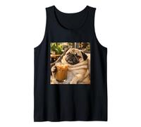 Lazy Sunday Coffee Pug Funny Relaxing Meme Camiseta sin Mangas